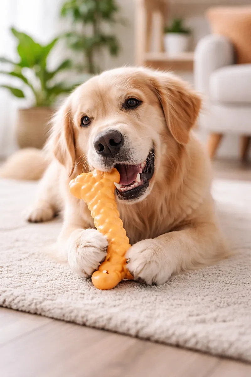 Canine Squeeky Bone Toy For Dogs (Orange) - Large
