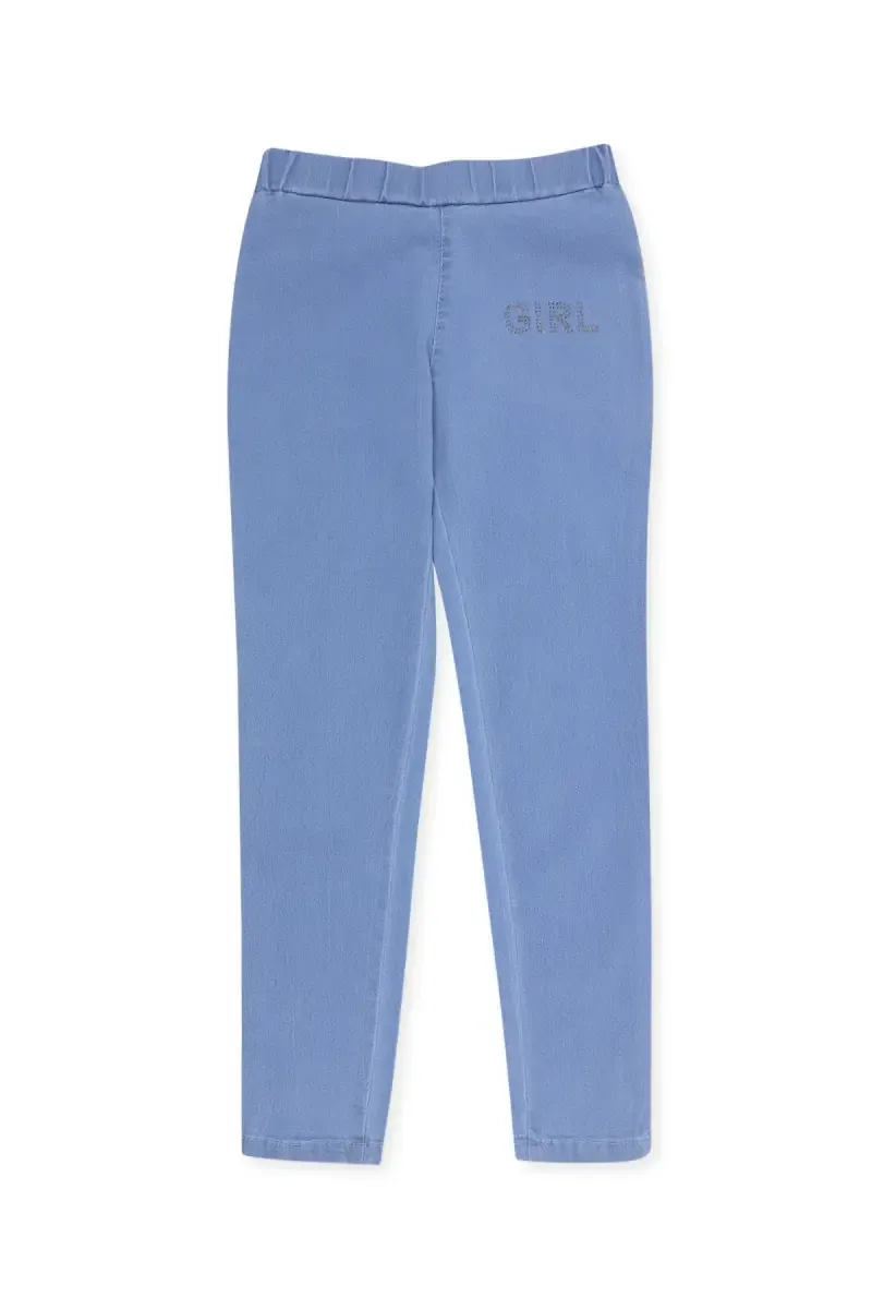 Girl's Denim Solid Stretchable Jeggings 020532BLU131YRS