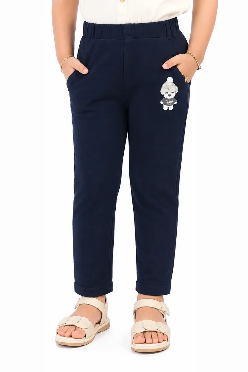 Girl's Denim Solid Casual Jeggings  020537NAVBLU56YRS