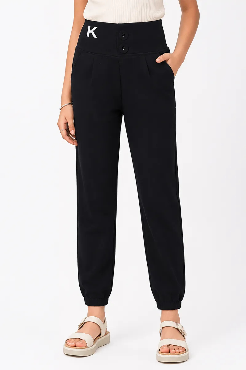 Girl's Lycra Solid Skinny Fit Joggers  020544BLA910YRS