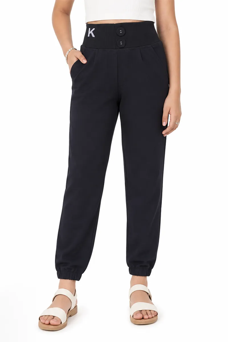 Girl's Lycra Solid Skinny Fit Joggers  020544GRE910YRS