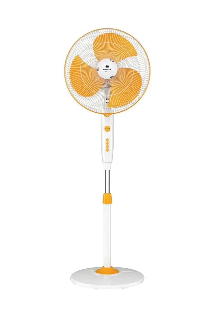 Havells Trendy HS 400mm High Speed 3 Blade Pedestal Fan (White & Yellow)