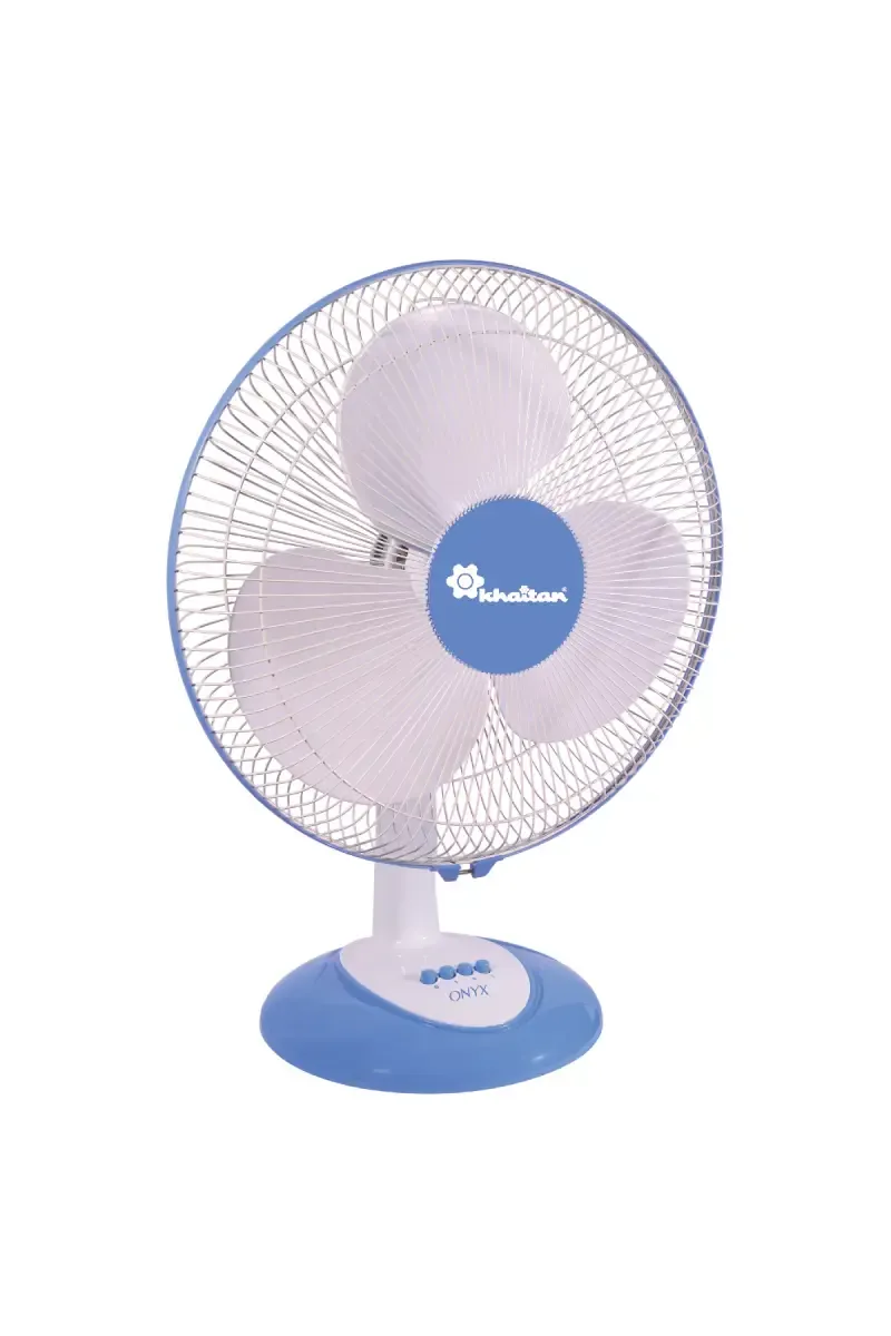 Khaitan Onyx HS 400mm High Speed 3 Blade Table Fan (White & Blue)