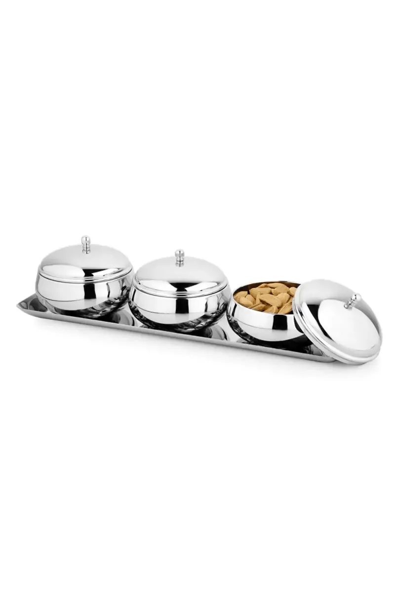 Steelcraft Stainless Steel Nano Serving Set - 3 Bowls & 1 Tray