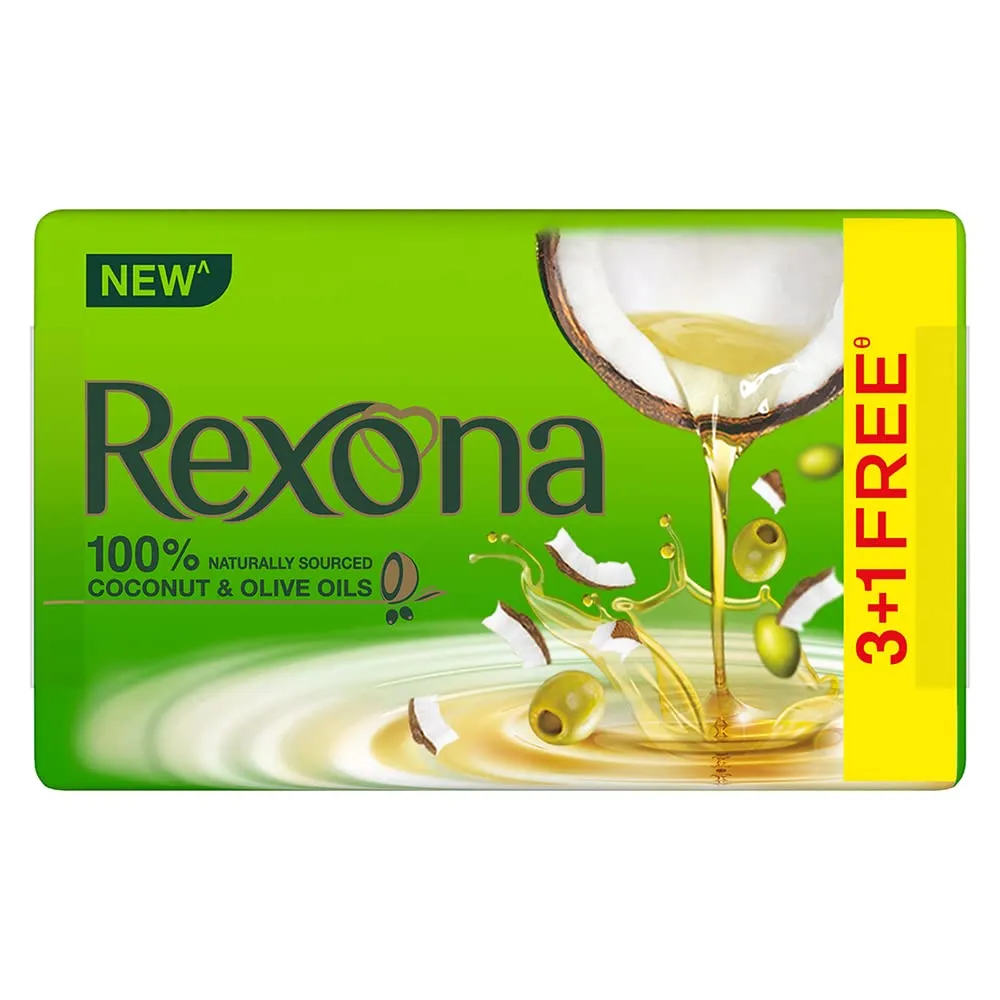 Rexona Silky Soft Skin Soap Bar With Coconut and Olive Oil (3+1 free) 75g*4