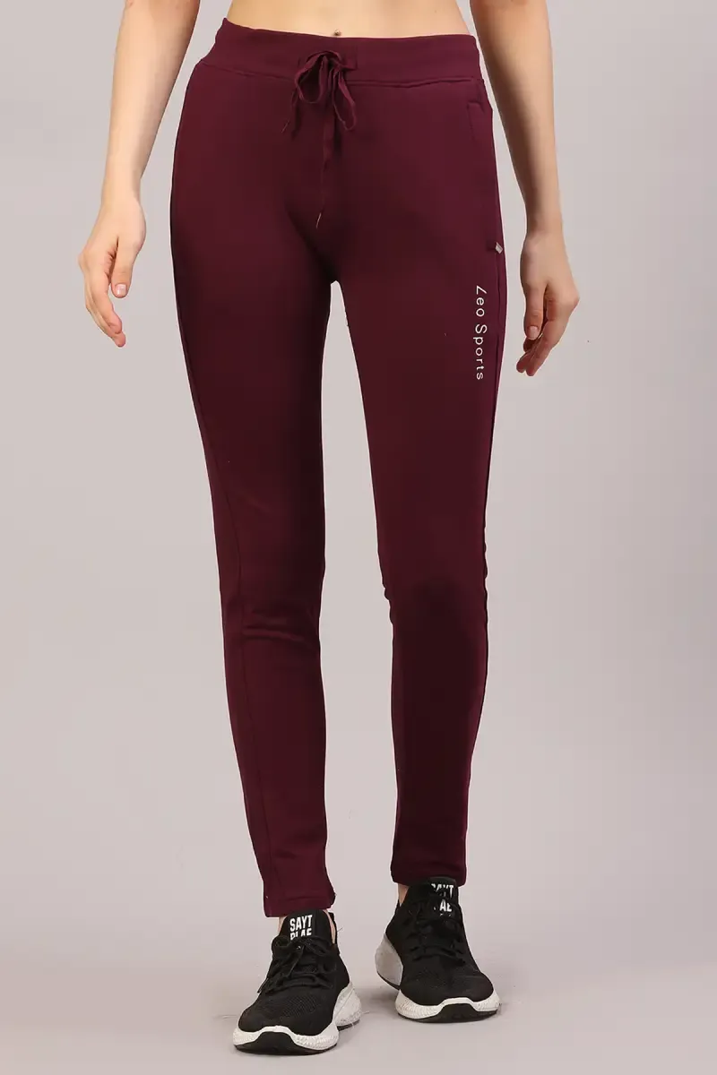 Cotton Lycra Blend Solid Track Pants for Women 020698LMAG