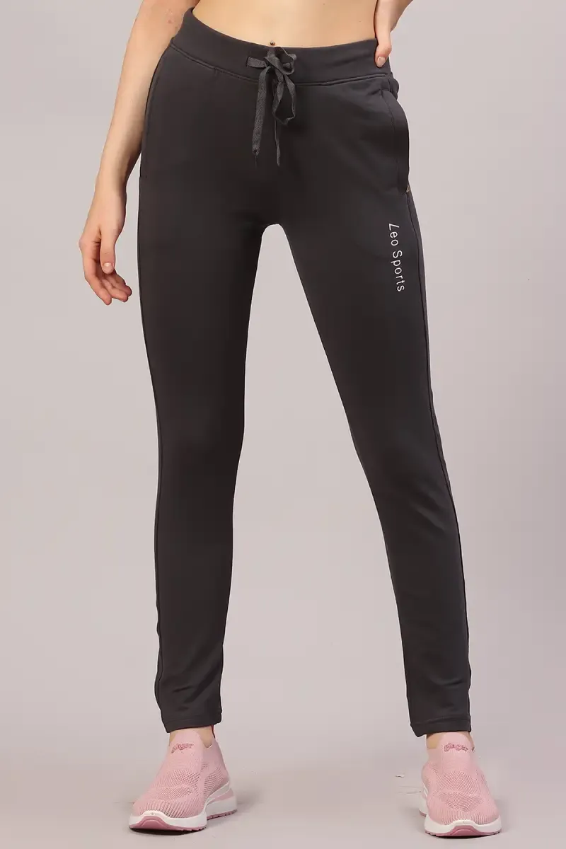 Cotton Lycra Blend Solid Track Pants for Women 020698XLDARGRE2