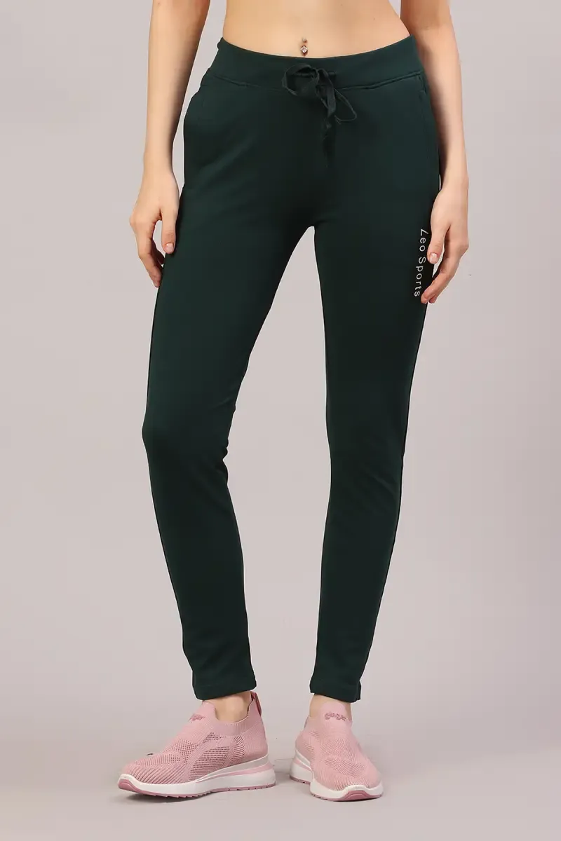 Cotton Lycra Blend Solid Track Pants for Women 020698XLDARGRE