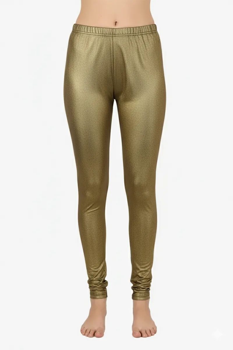 Lycra Solid Shimmer Leggings for Women 020703LANT