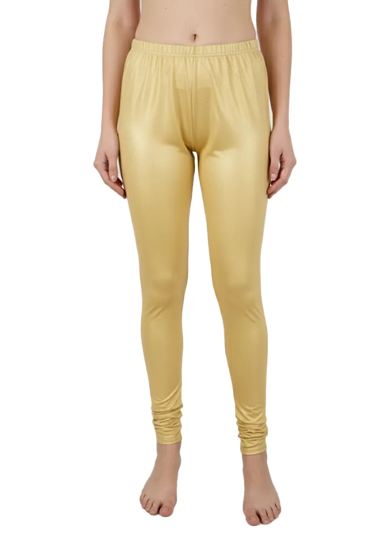 Lycra Solid Shimmer Leggings for Women 020703LGOLDUS