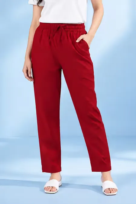 Cotton Blend Solid Kurti Pant for Women 020705XXLRED