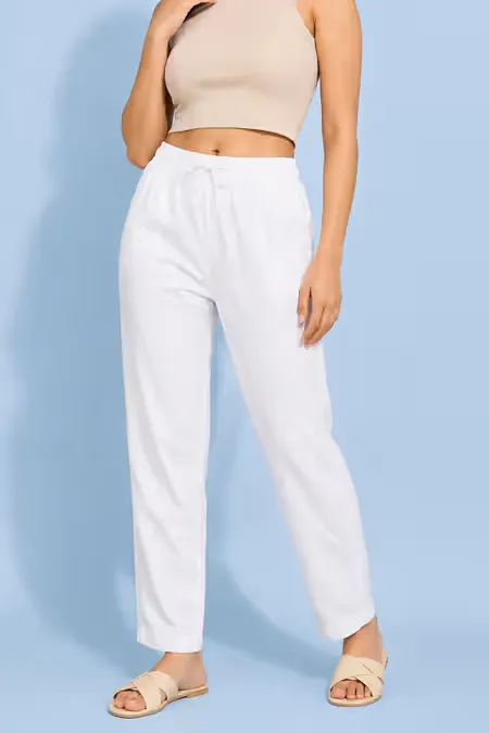Cotton Blend Solid Kurti Pant for Women 020705XLWHI