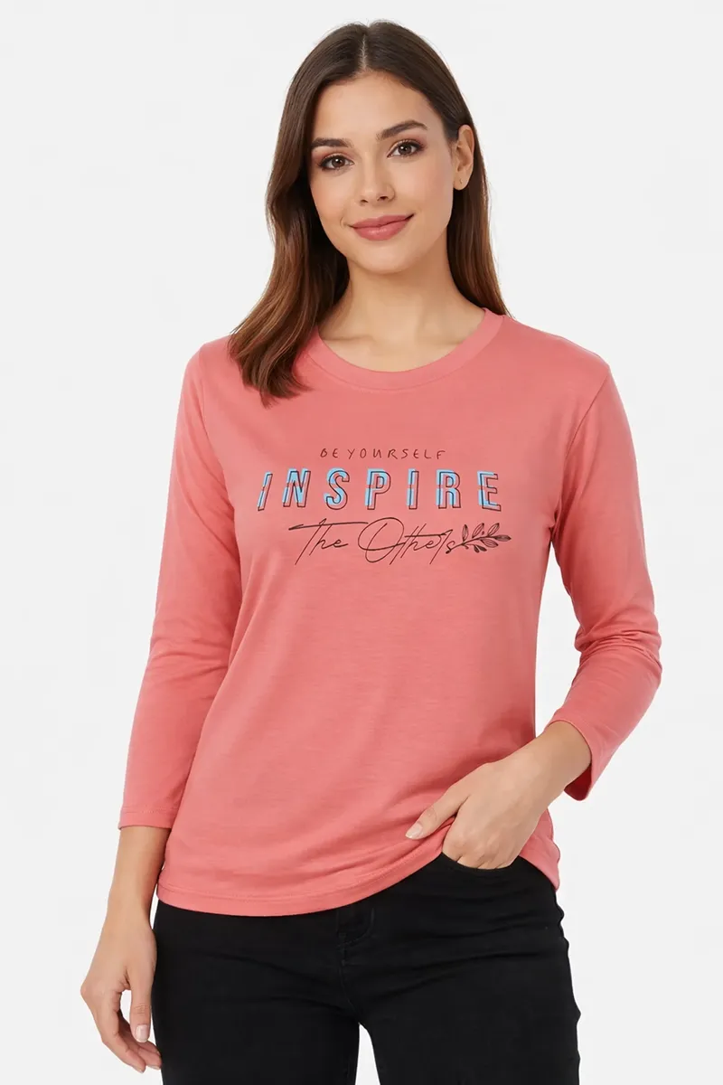 Cotton Lycra Typographic Printed T-Shirt for Women 020846XXLCHAPIN