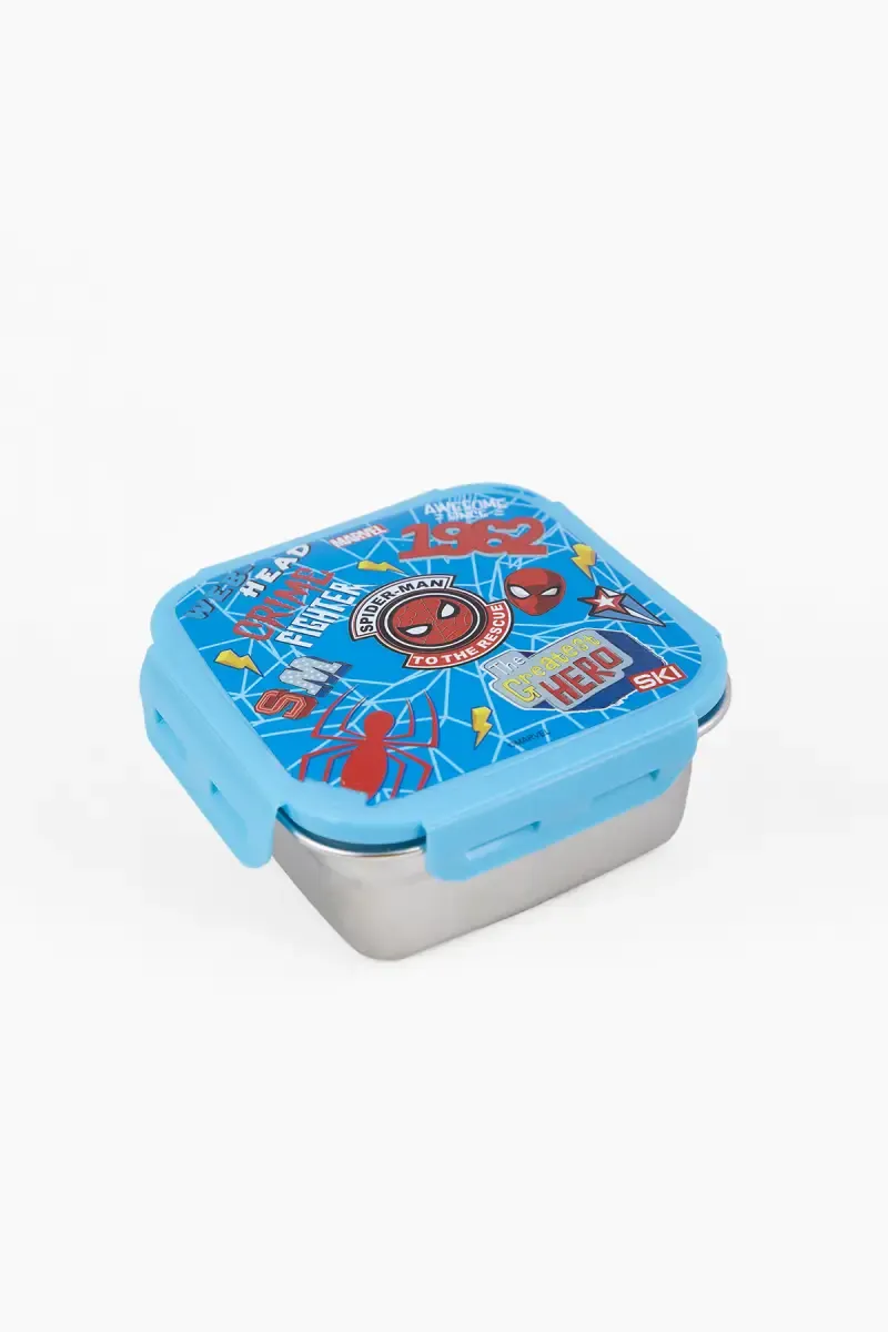 SKI Plastic & Stainless Steel Spiderman Lunch Box - 600ml 020875SKYBLUSPI12