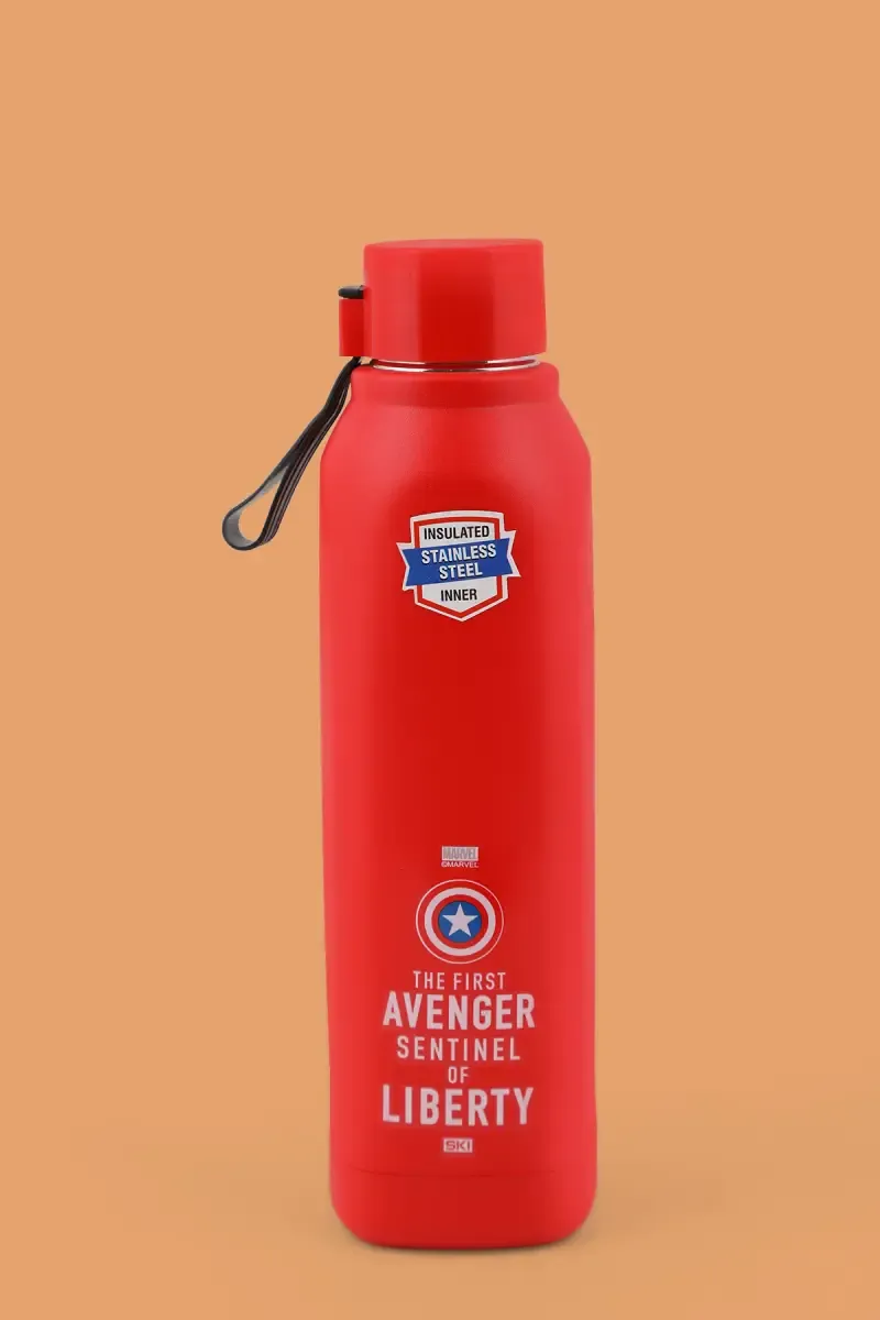 SKI Plastic & Stainless Steel Avengers Water Bottle, Pack of 1 - 700 ML 020888RED700ML