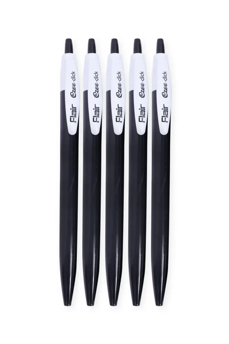 Flair Ezee Click Retractable Ball Pen (Black Ink) - Pack of 5 021091BLAPACOF5