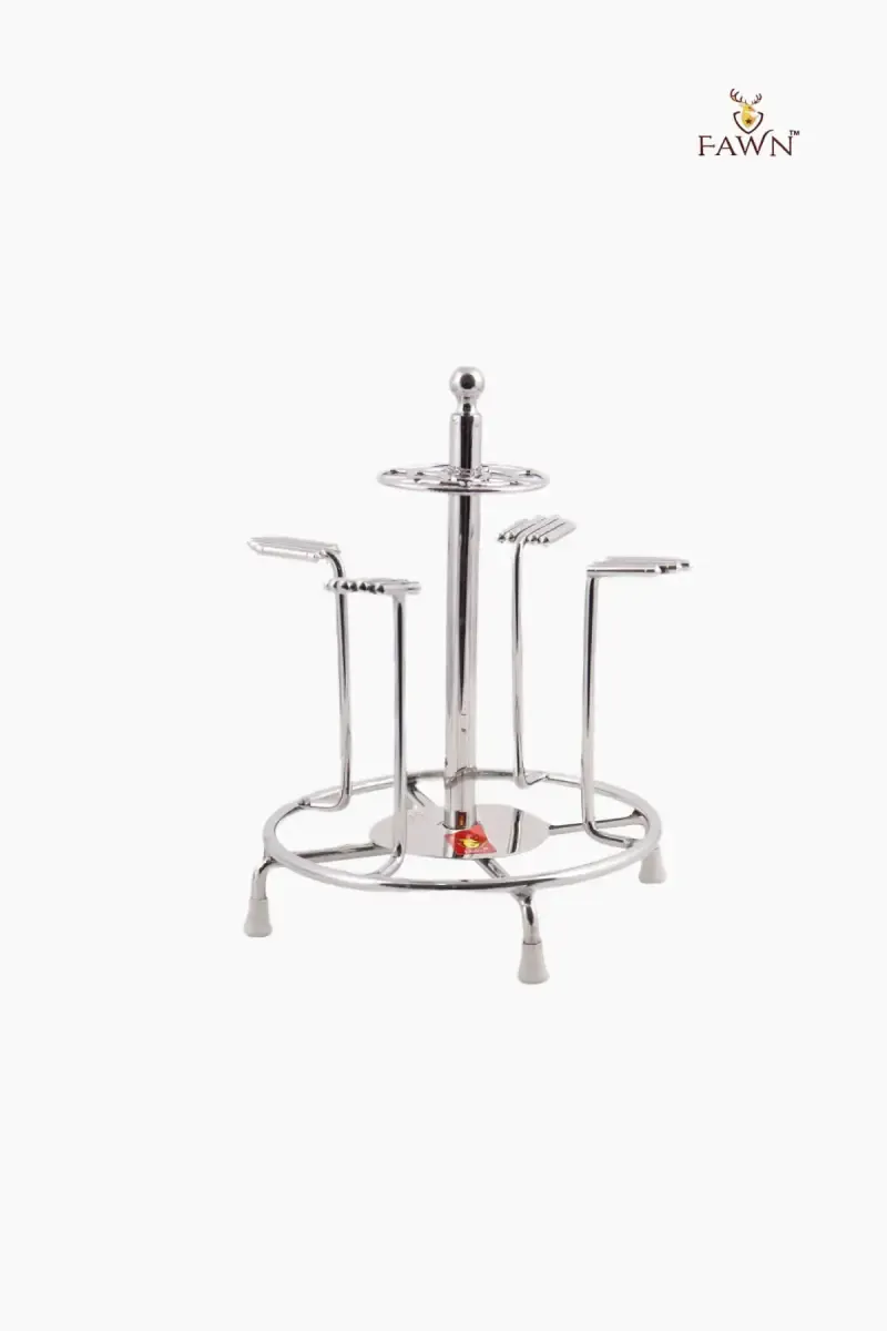 Fawn Stainless Steel Lotus Glass & Spoon Mini Stand - 20cm