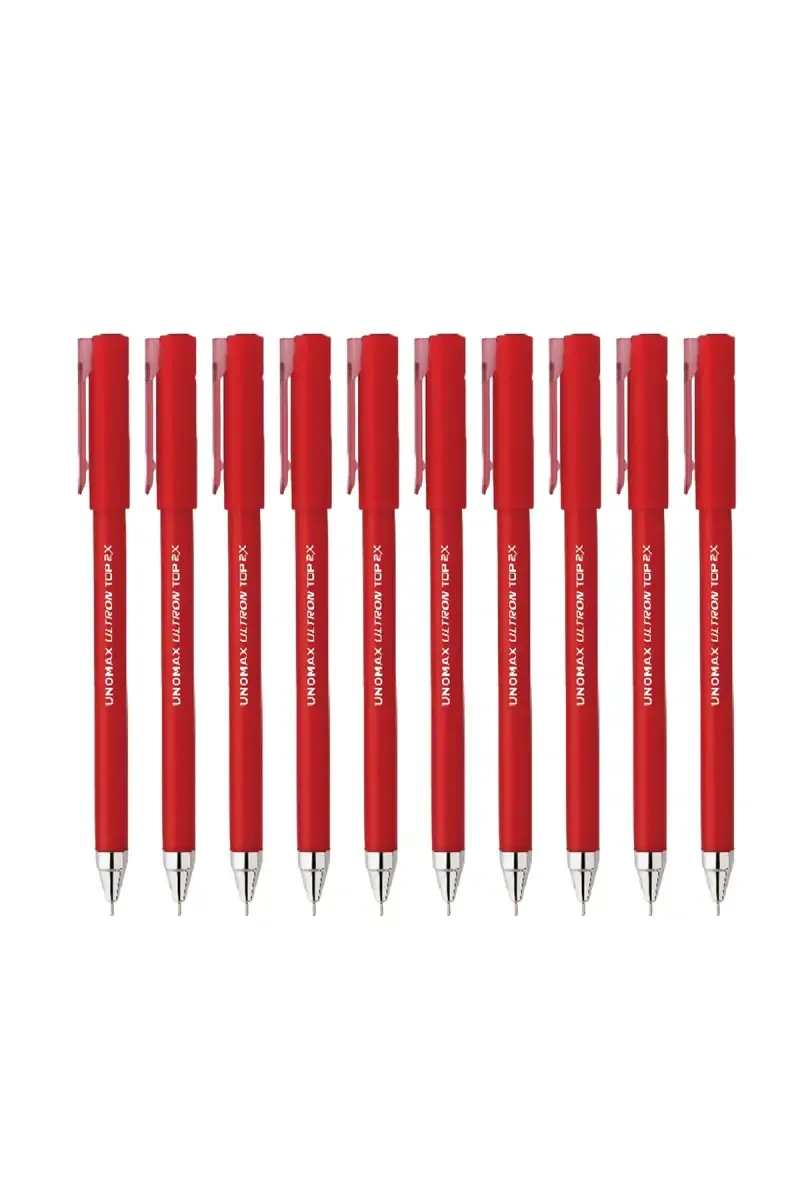 Unomax Ultron Top 2X Ball Pen (Red) - Pack of 10 021151REDPACOF10