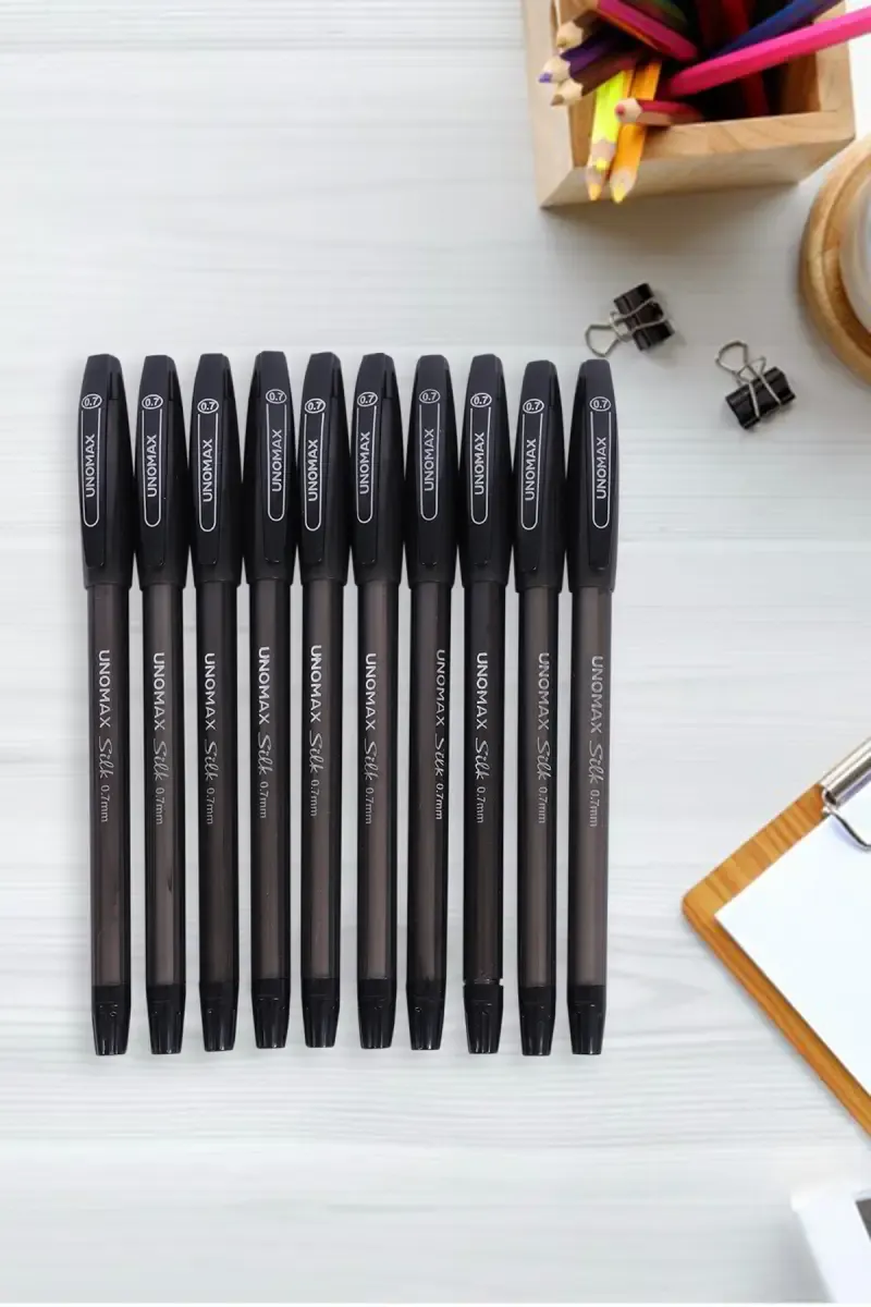 Unomax Silk Ball Point Pens (Black) - Pack of 10 021154BLAPACOF10