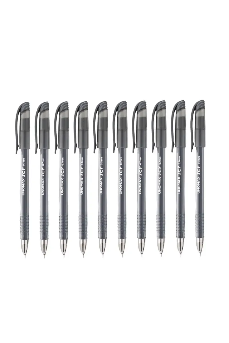 Unomax Icy Liquid Ball Point Pen (Black) - Pack Of 10