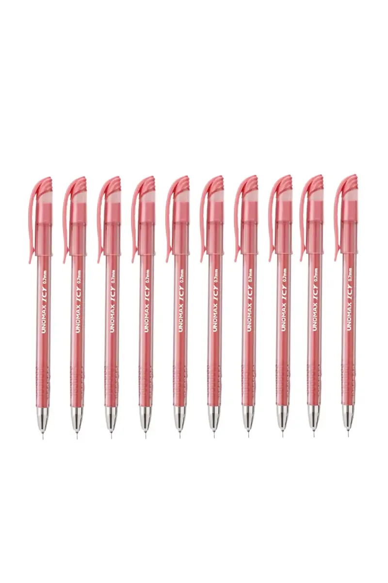 Unomax Icy Liquid Ball Point Pen (Red)  - Pack Of 10