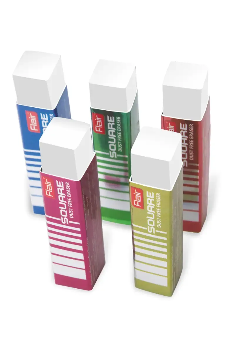 Flair Creative Square Dust Free long Erasers - Pack of 5