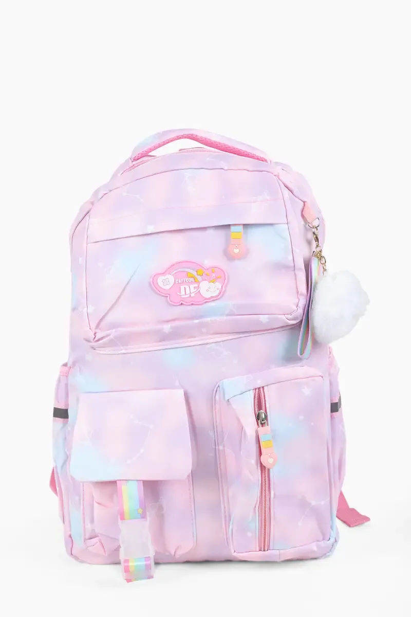 Polyester Cute Rainbow College Backpack for Girls