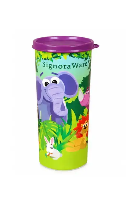 Signoraware Plastic Tumbler with Lid - 500ml 021289PUR1