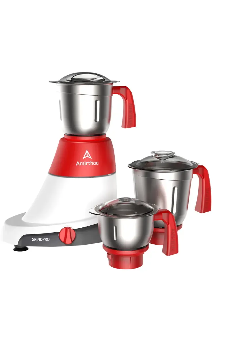 Amirthaa Grind Pro 550 W Mixer Grinder with 3 Jars (Red)