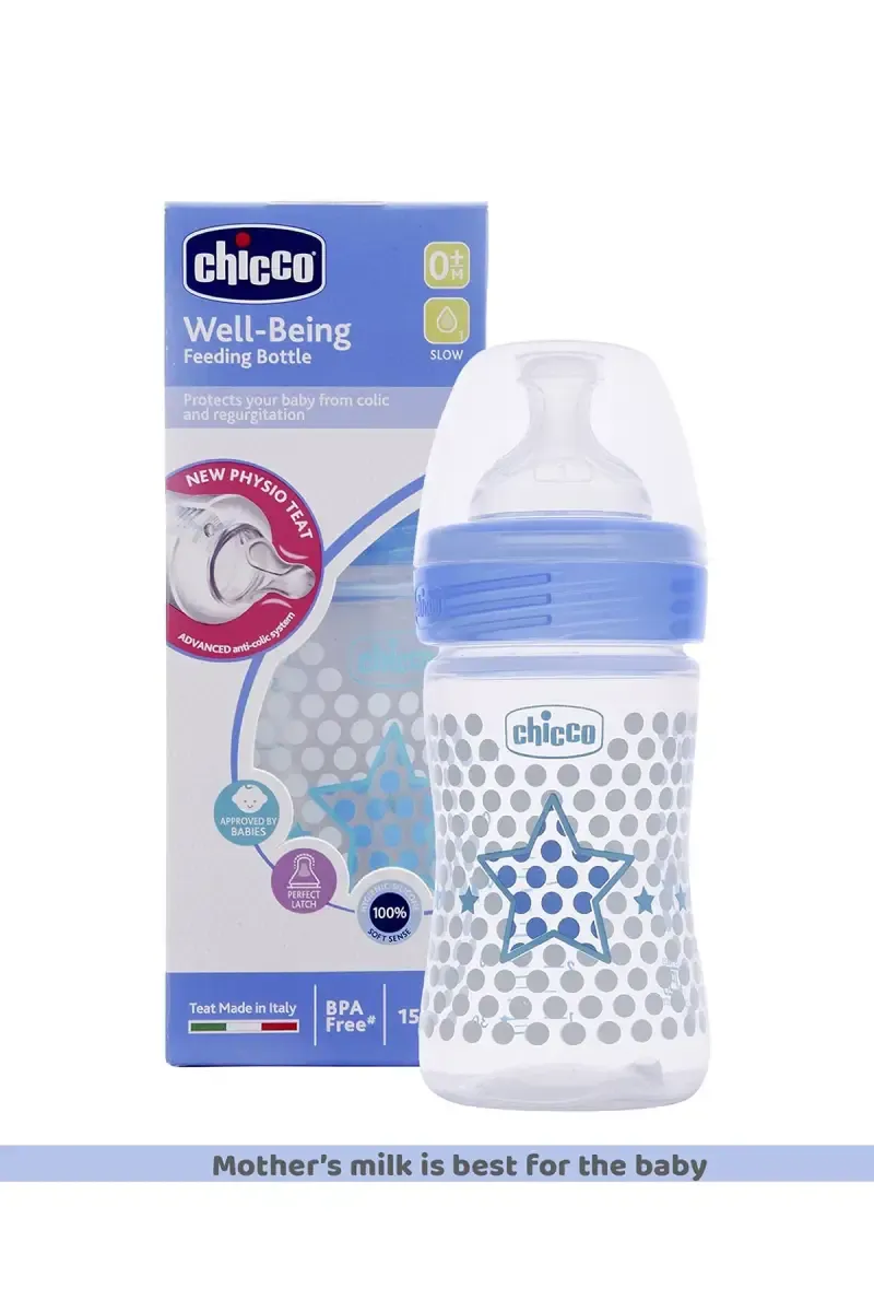 Chicco Baby Feeding Bottle (Blue)- 150 ml 021755BLU