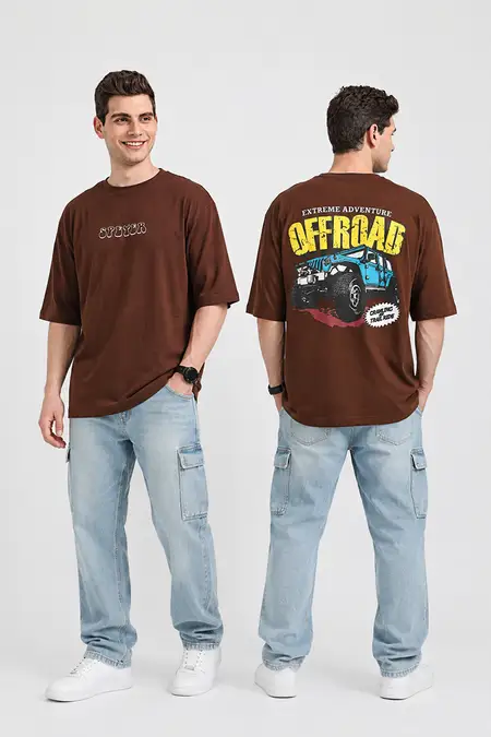 Cotton Puff Print Oversized Unisex T-shirt (Men & Women) 021832XLBRO