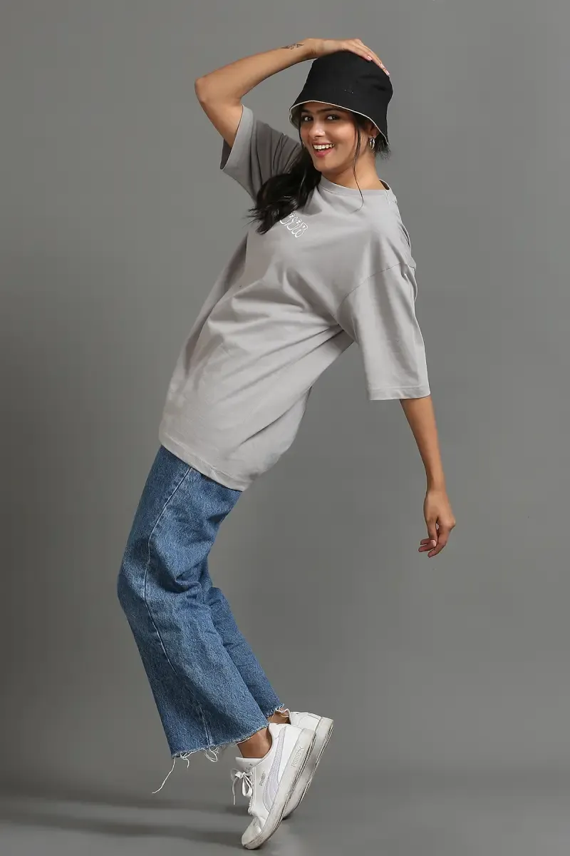 Cotton Puff Print Oversized Unisex T-shirt (Men & Women) 021832SGRE