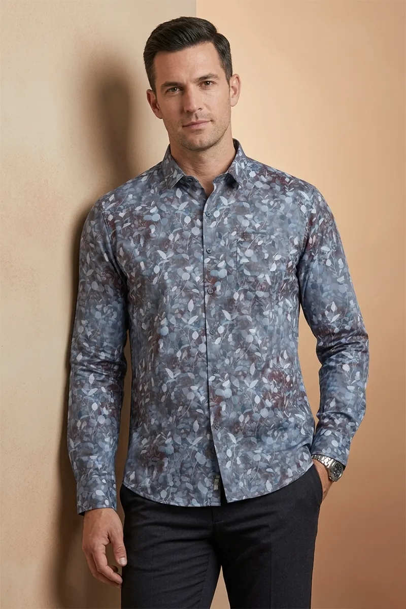 Cotton Printed Plus Size Shirt for Men 022032TEA3XL