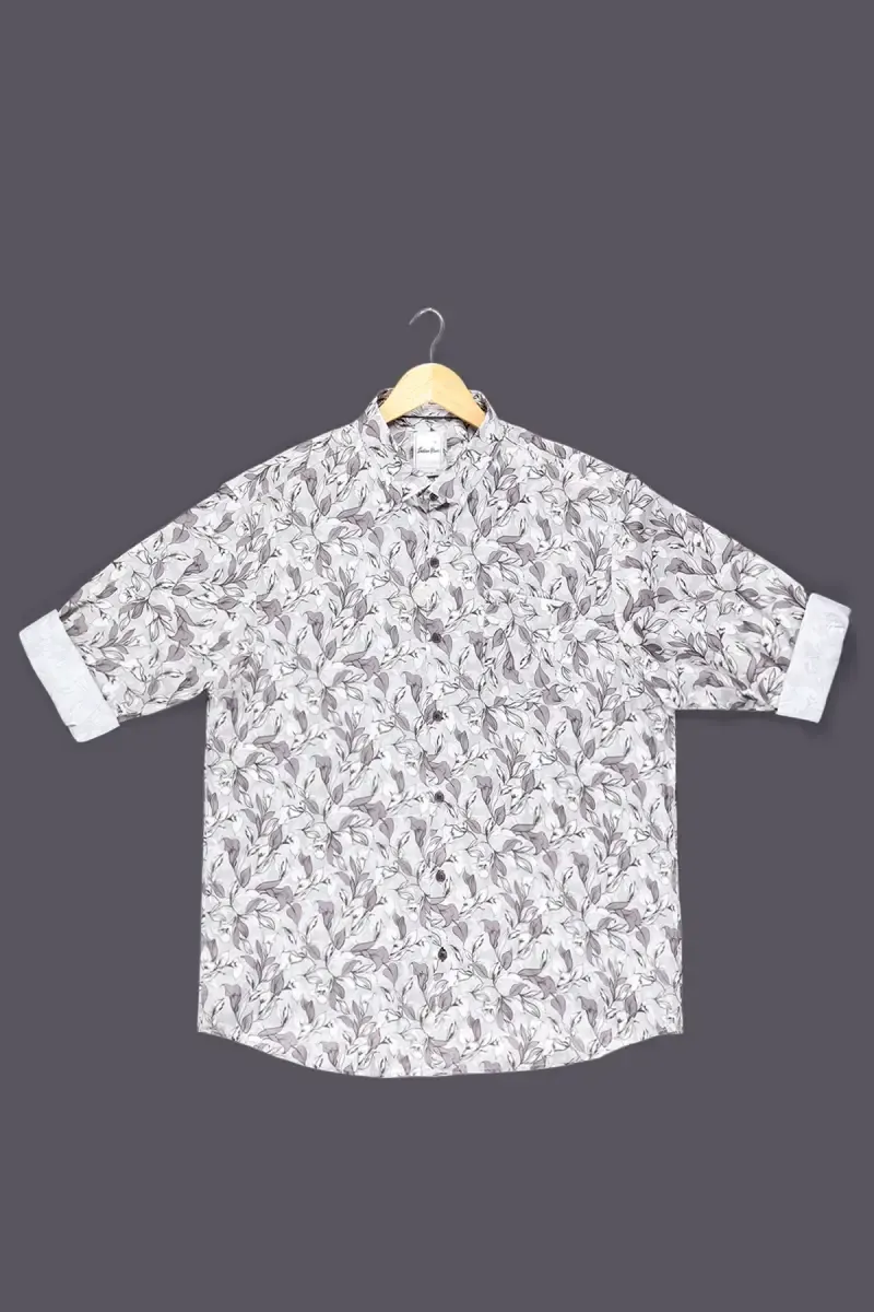 Men's Cotton Printed Plus Size Shirt 022034GRE3XL2