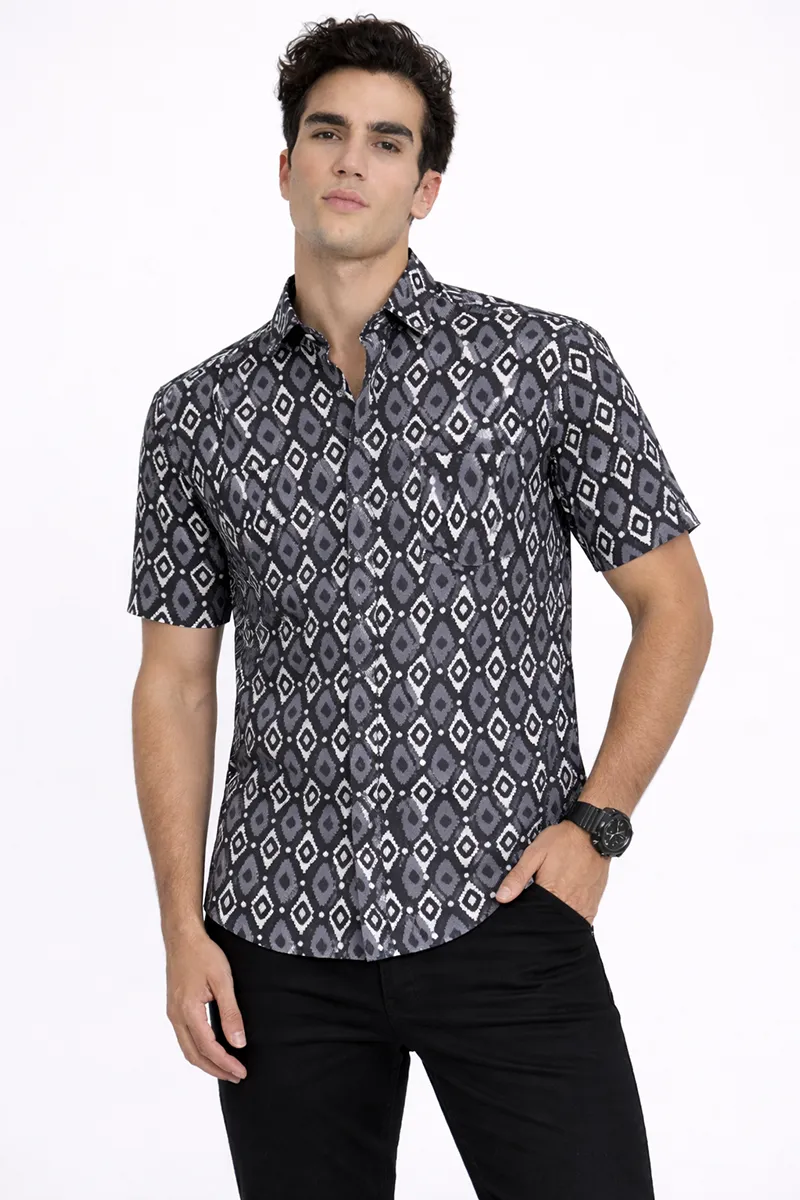 Men's Cotton Abstract Print Shirt 022049MULXL