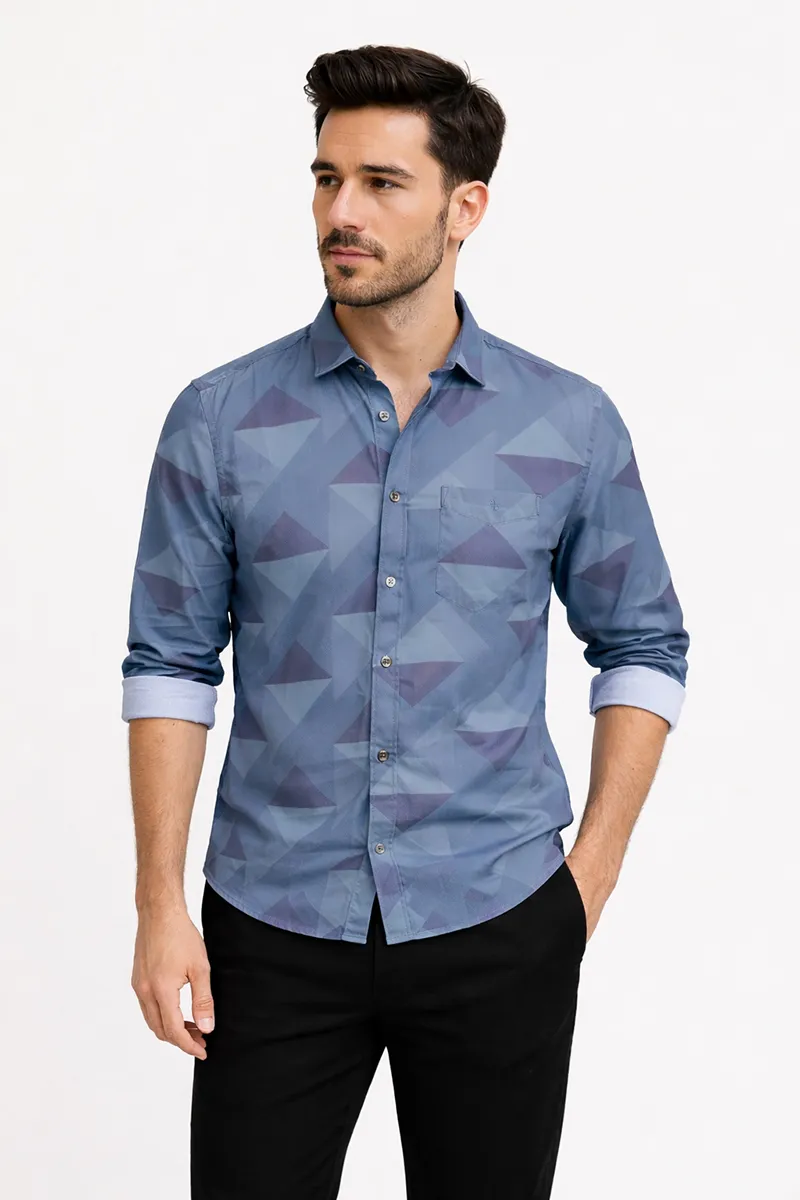 Men's Cotton Printed Shirt 022058TEABLUM