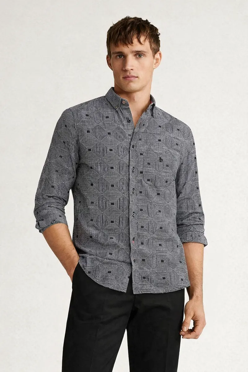 Men's Cotton Printed Shirt 022071BLAXXL