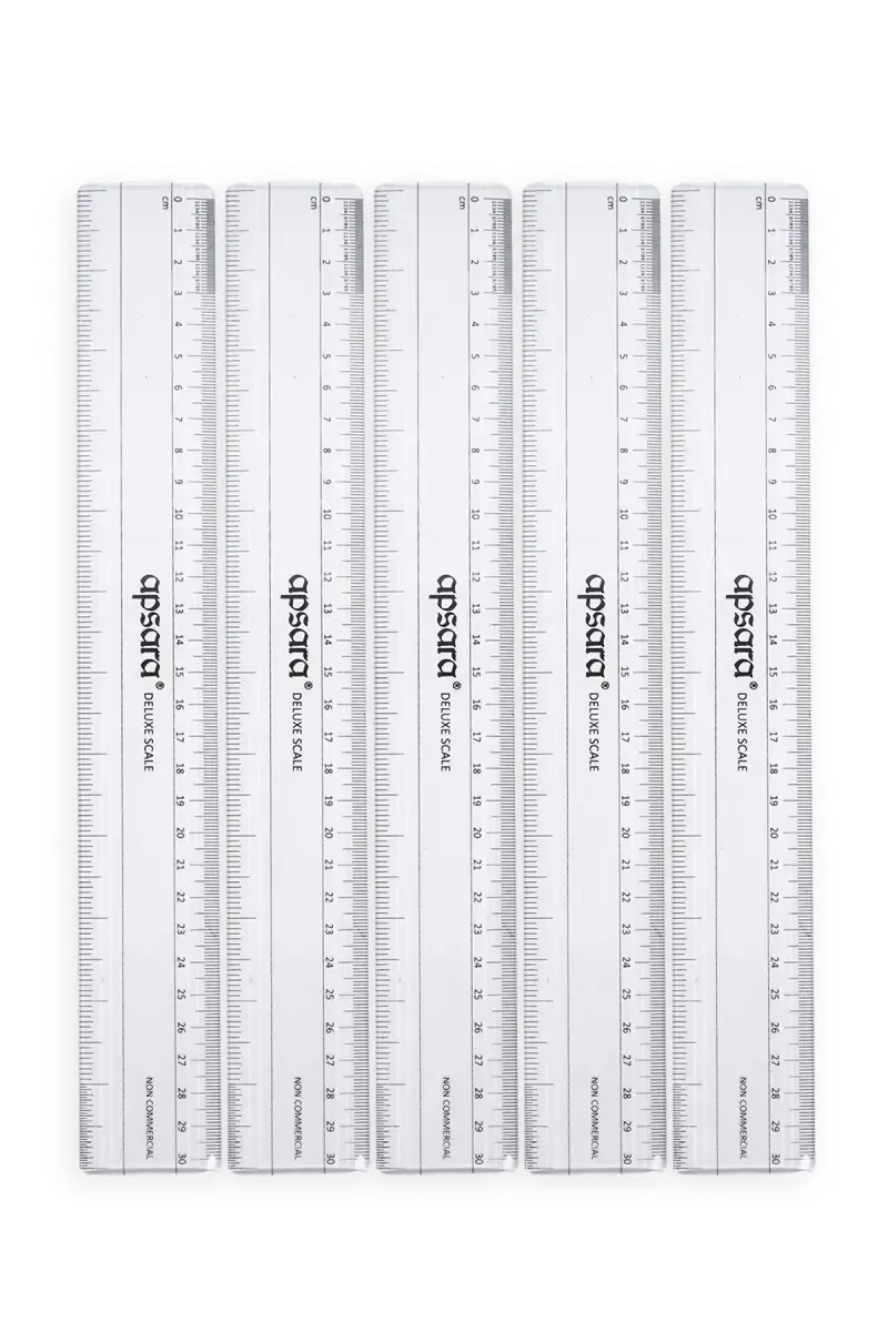 Apsara Deluxe Scale 30 cm (White) - Pack of 5