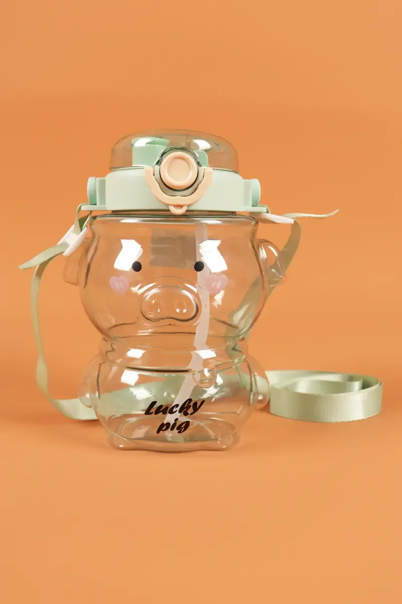 Plastic Push Button Water Bottle with Straw - 1000 ML 022154LIGGRE100ML