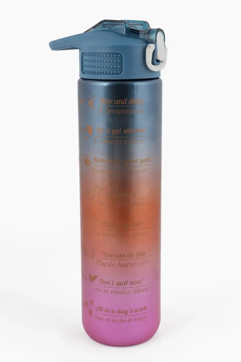 Plastic Motivational Water Bottle with Straw - 800 ML 022158BLU800ML