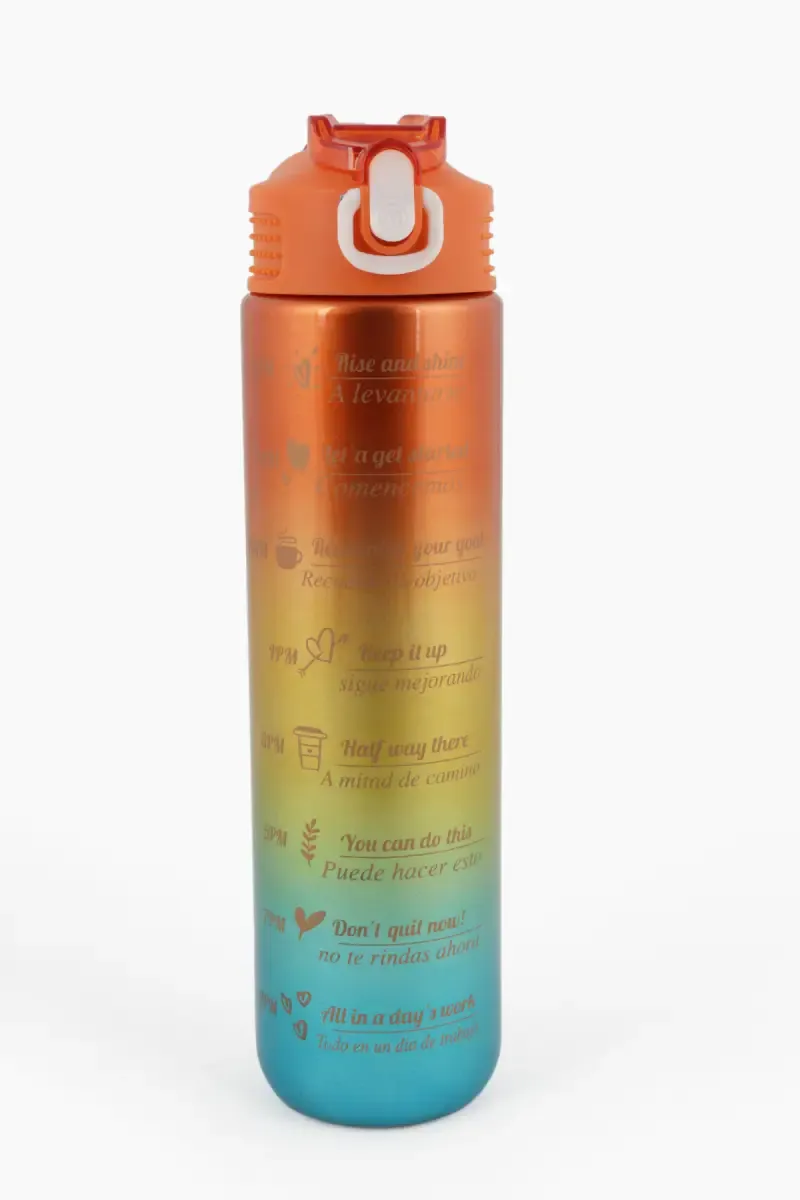 Plastic Motivational Water Bottle with Straw - 800 ML 022158ORA800ML