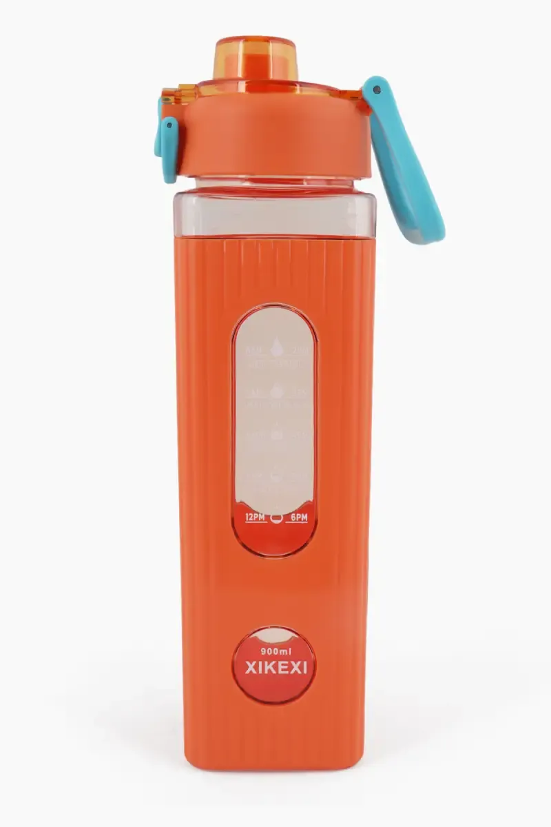 Plastic Motivational Water Bottle with Straw - 900 ML 022161ORA900ML