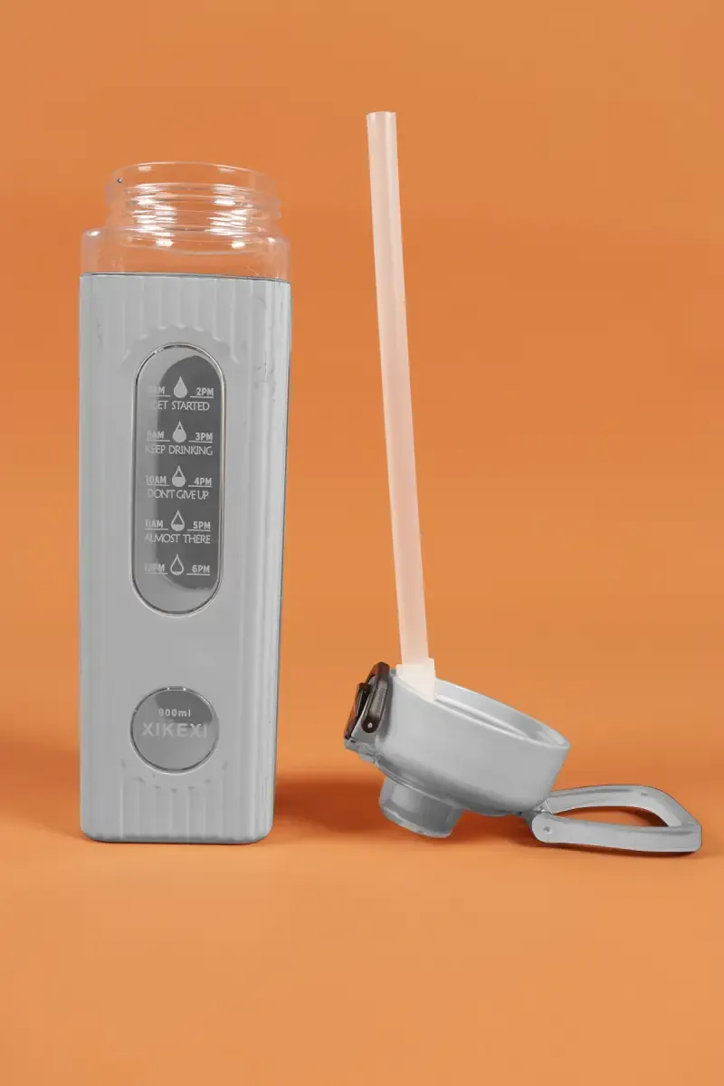 Plastic Motivational Water Bottle with Straw - 900 ML 022161WHI900ML