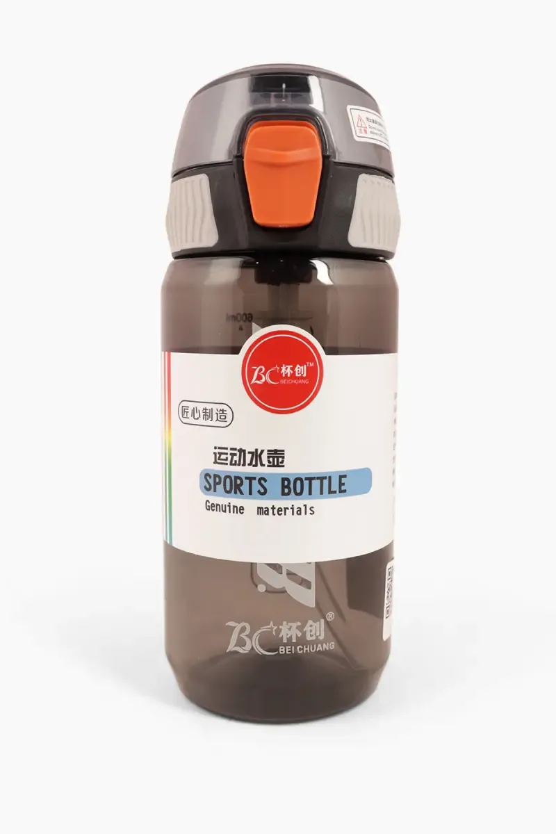 Plastic Push Button Water Bottle with Straw - 600 ML 022169BLA600ML