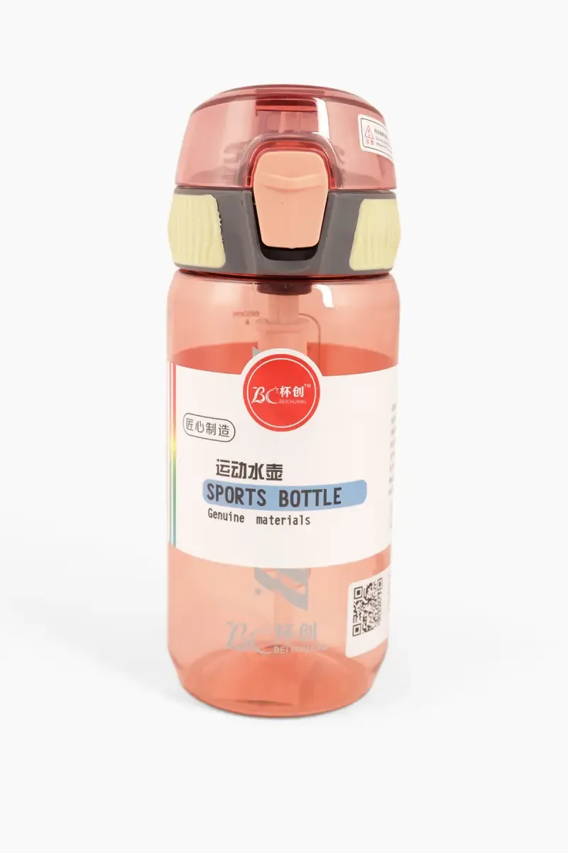 Plastic Push Button Water Bottle with Straw - 600 ML 022169PEA600ML