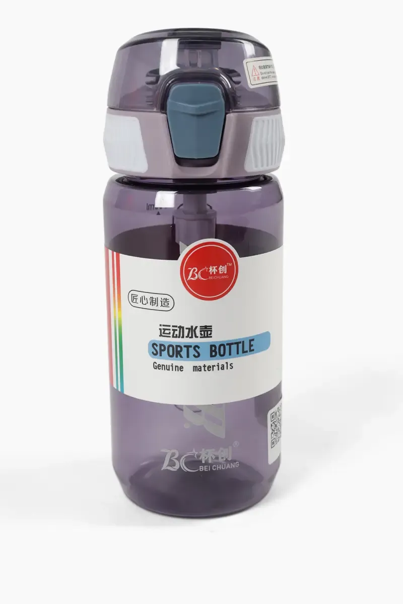 Plastic Push Button Water Bottle with Straw - 600 ML 022169VIO600ML