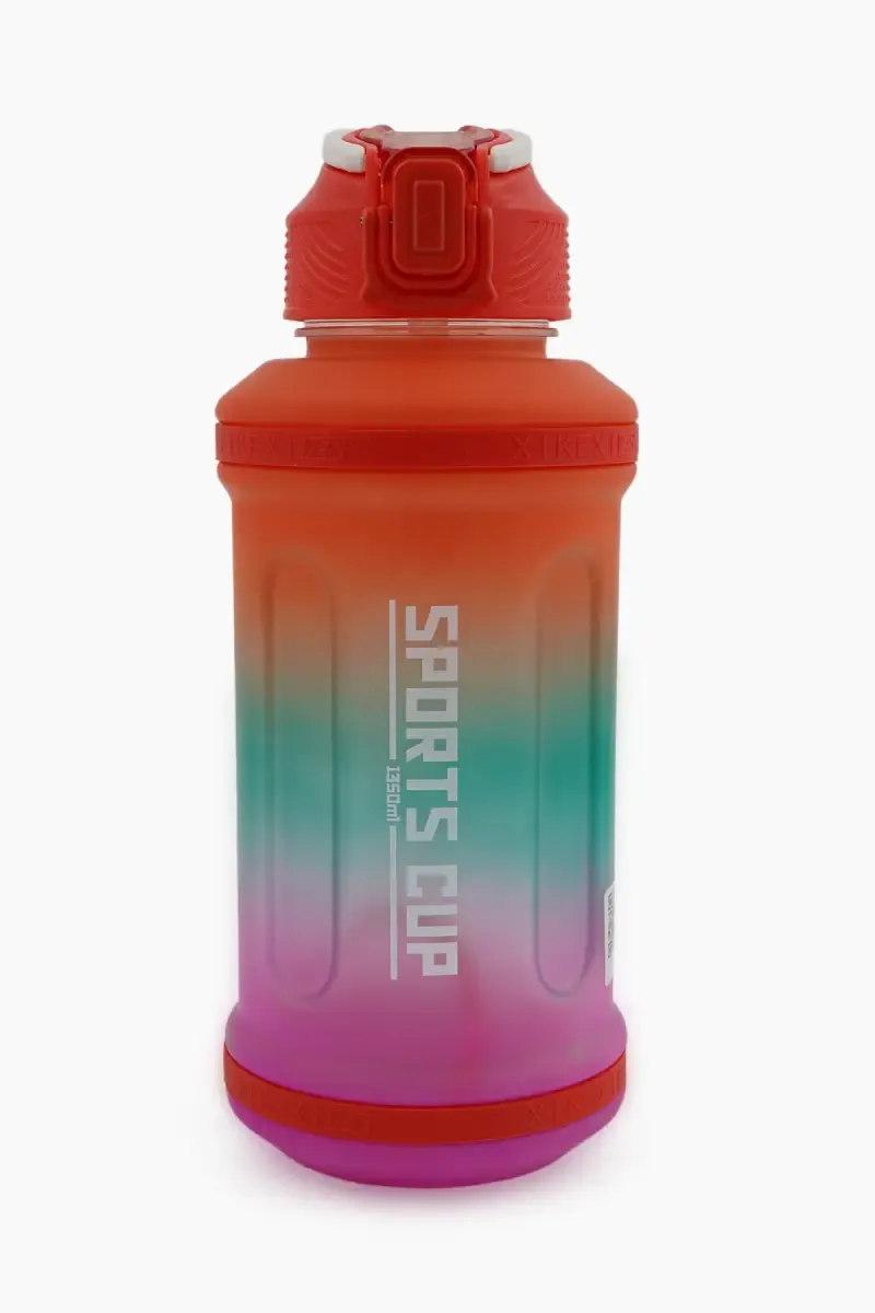 Plastic Push Button Water Bottle with Straw - 1350 ML 022171RED135ML2