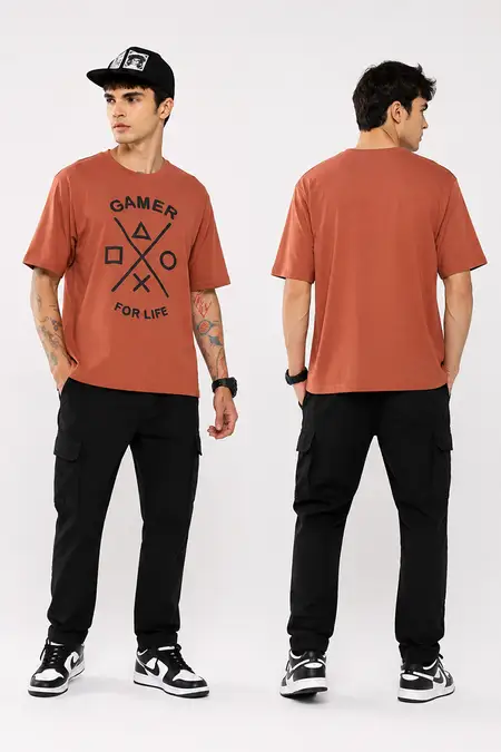 Men's Cotton Embossed Oversized T-shirt