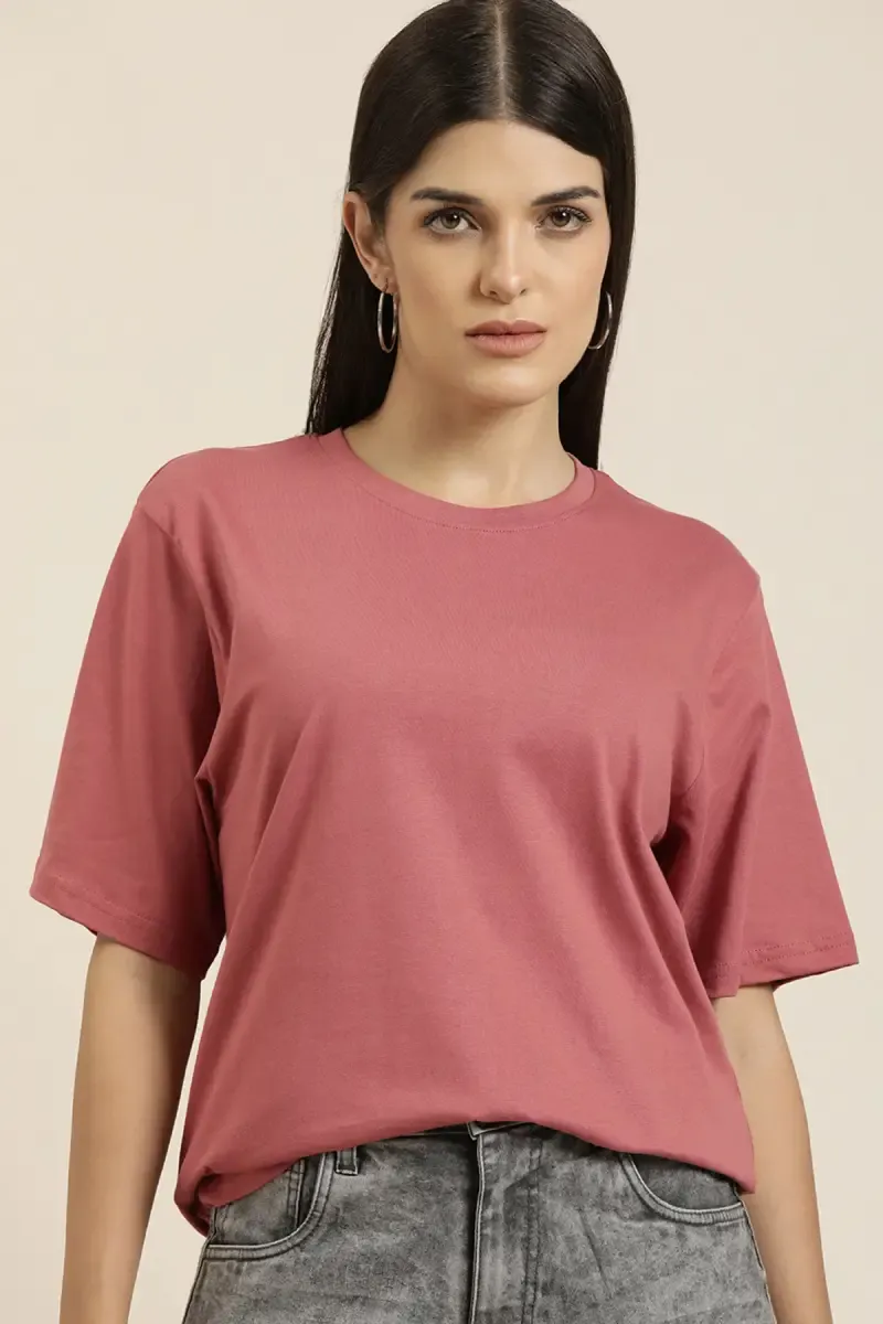 Cotton Solid Oversized T-Shirt for Women 