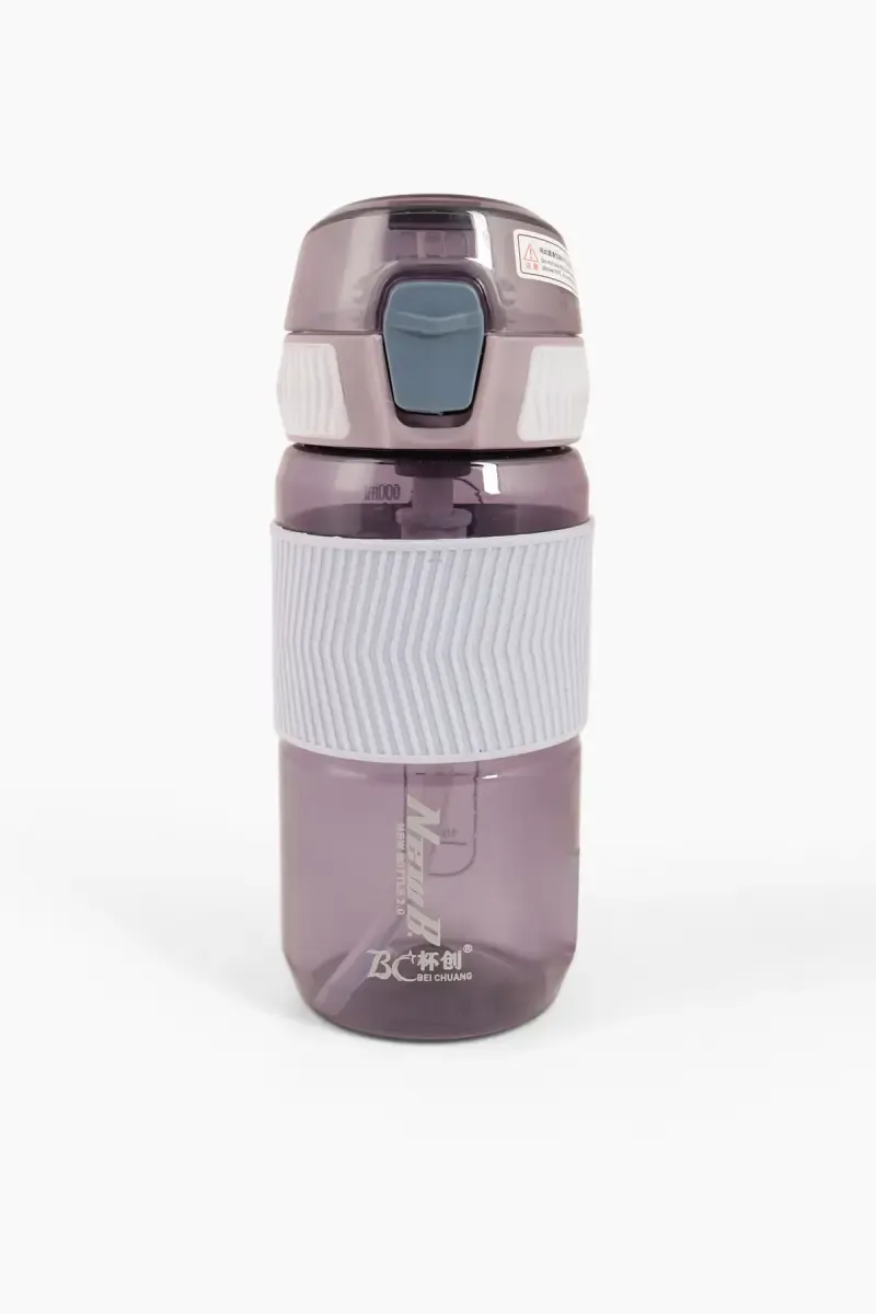 Plastic Push Button Water Bottle with Straw - 600 ML 022240VIO600ML